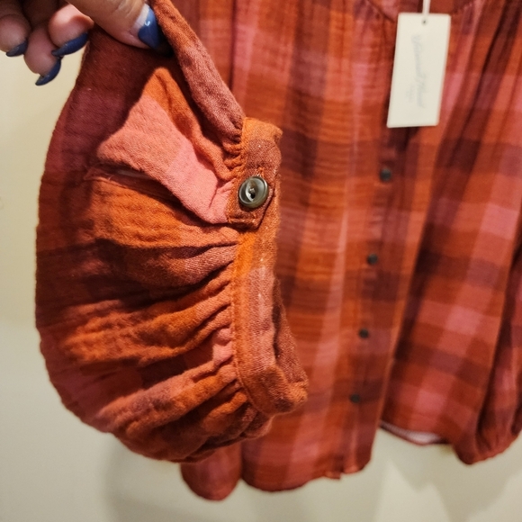 Universal Threads long Sleeves Plaid Crew Neck Casual Blouse size L NWT - Picture 7 of 12